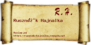 Rusznák Hajnalka névjegykártya